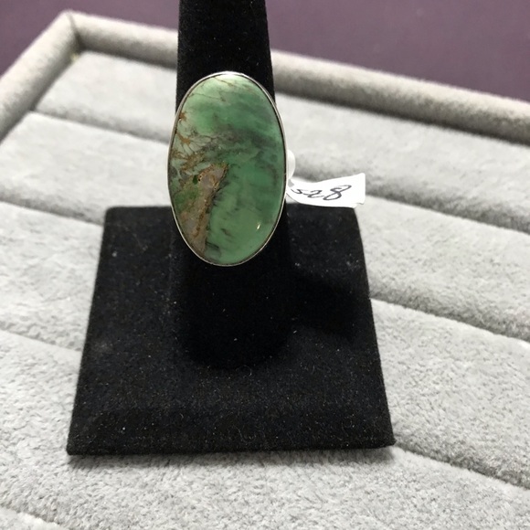 New Sterling Silver Large Oval Australian Variscite Ring Size 8 Gemstone Greens - Picture 10 of 16